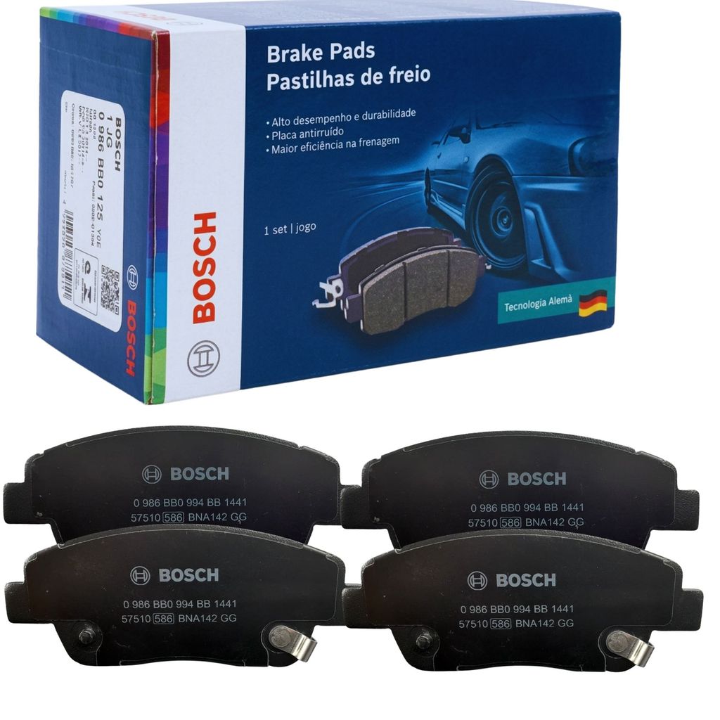 JOGO PASTILHA DE FREIO A DISCO DIANTEIRA BOSCH ORIGINAL HYUNDAI HB20 / HB20S