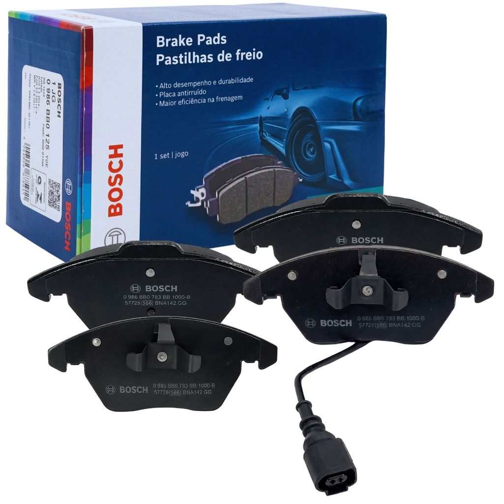 JOGO PASTILHA FREIO A DISCO DIANTEIRA BOSCH ORIGINAL AUDI A3 VW BORA JETTA TIGUAN PASSAT