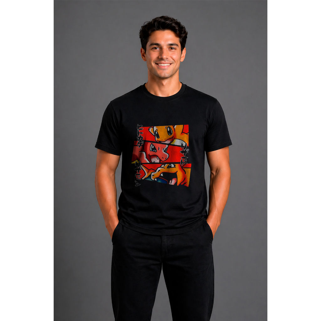 Camiseta Charmander Charmeleon Charizard Anime Geek