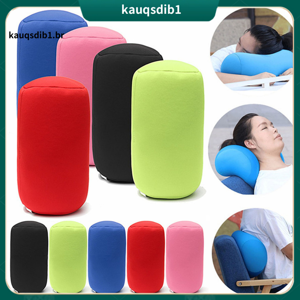 Back Support Pillow Microbead Roll Cylindrical Neck with Built-in Foam Particles – Soft Cushion for Sofa Bedroom Trave