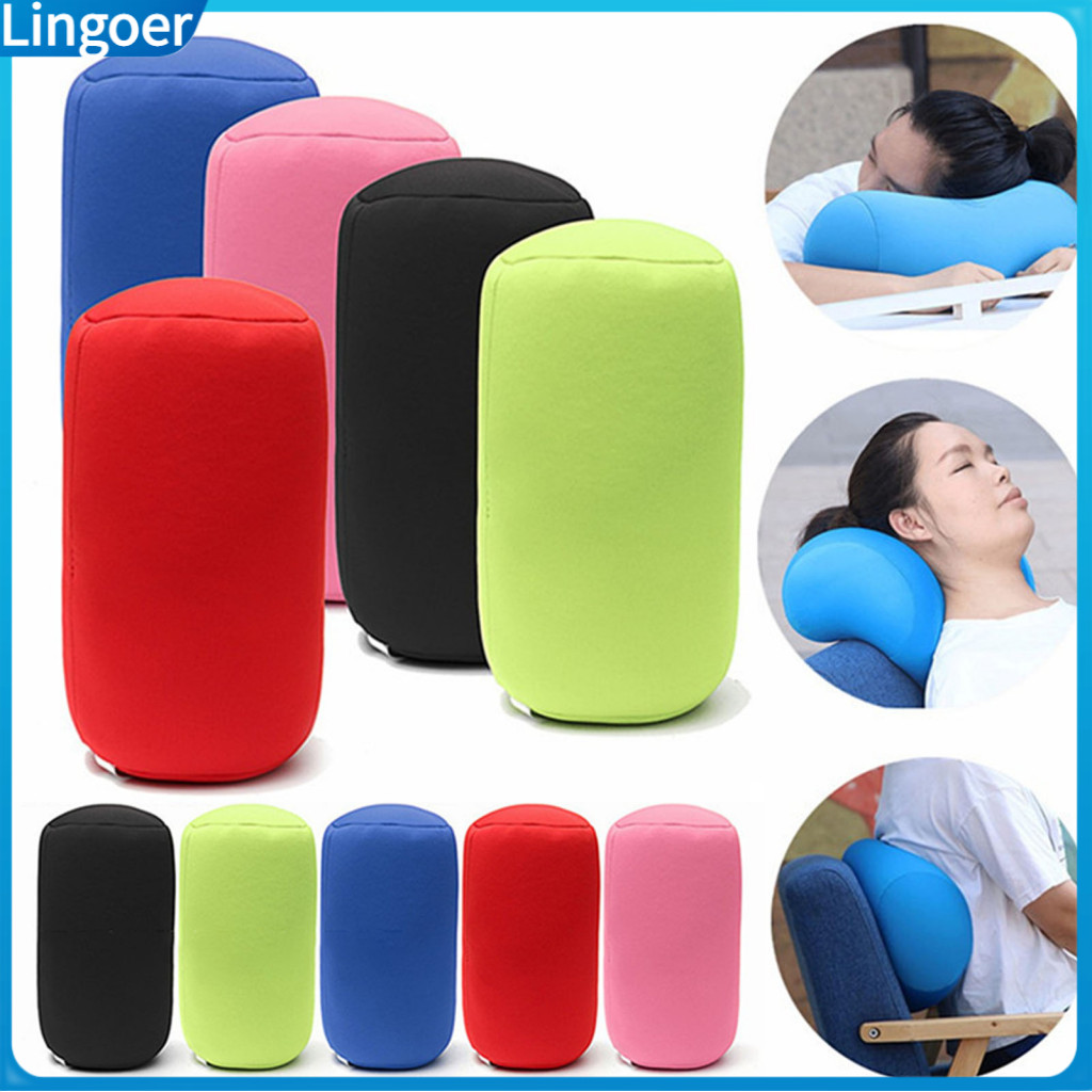 Cylindrical Microbead Neck Pillow with Built-in Foam Particles – Soft Roll for Sofa Bedroom Travel Head Back Support C