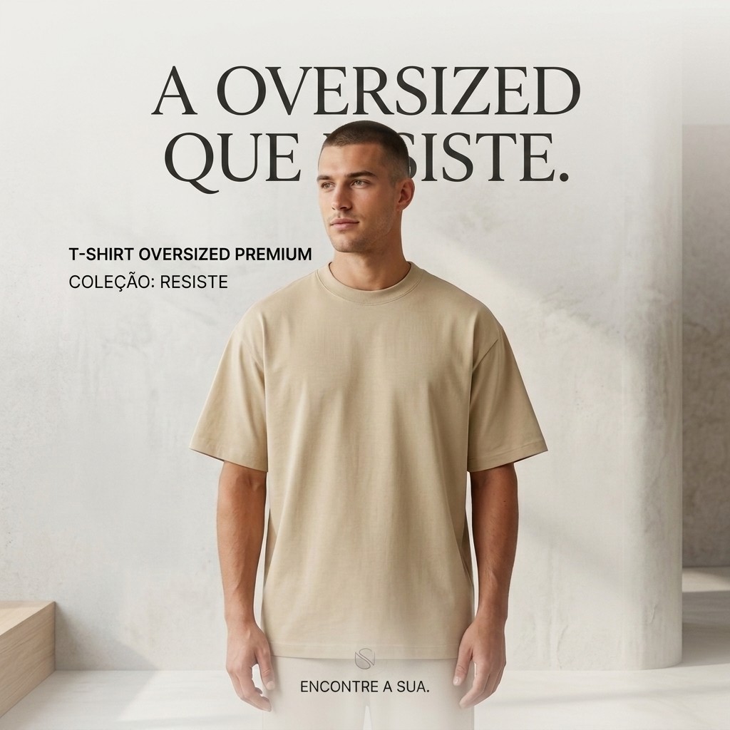 Camiseta Oversized 100% Algodão Premium Suedine Manga Curta Streetwear Casual