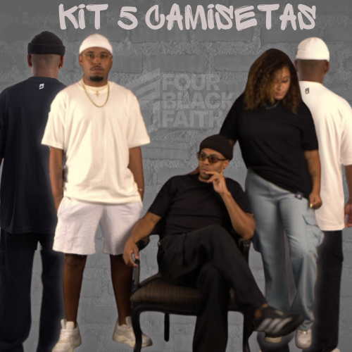 Kit 5 Camisetas Manga Curta Oversized Unissex Algodão com Poliéster Gola Premium