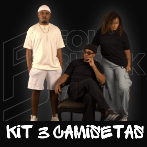Kit 3 Camisetas Manga Curta Oversized Unissex Algodão com Poliéster Gola Premium Lisa