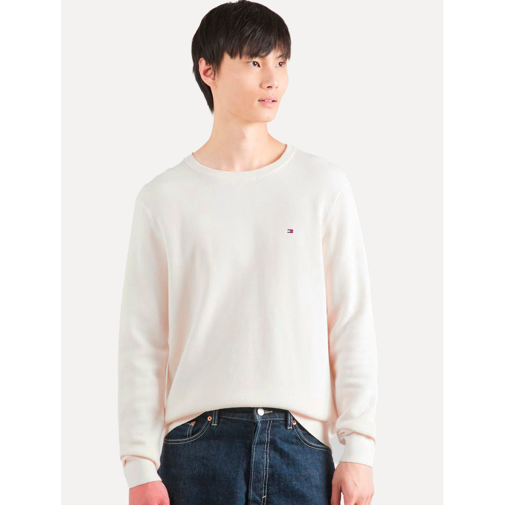 Suéter Tommy Hilfiger Masculino Essential C-Neck Structured Original Off White
