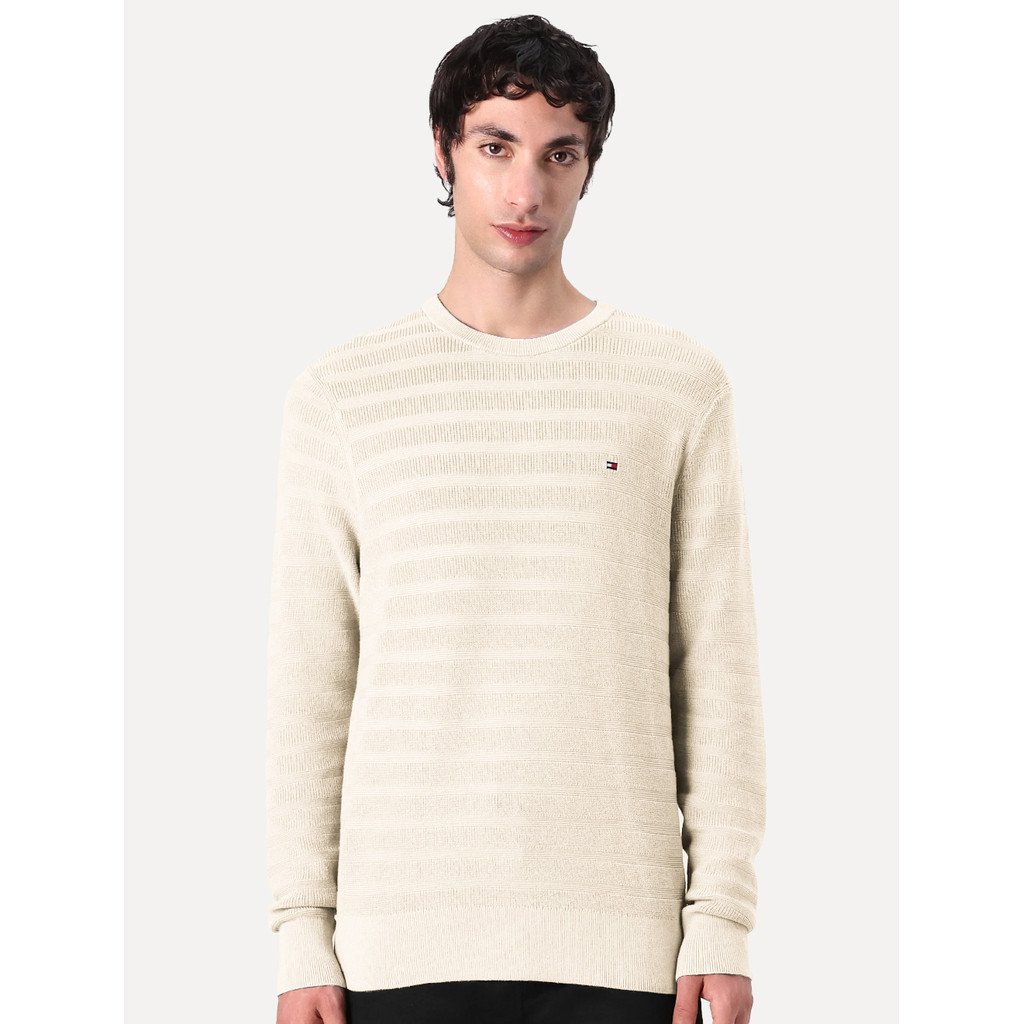 Suéter Tommy Jeans Masculino C-Neck Stripe Structured Off-White