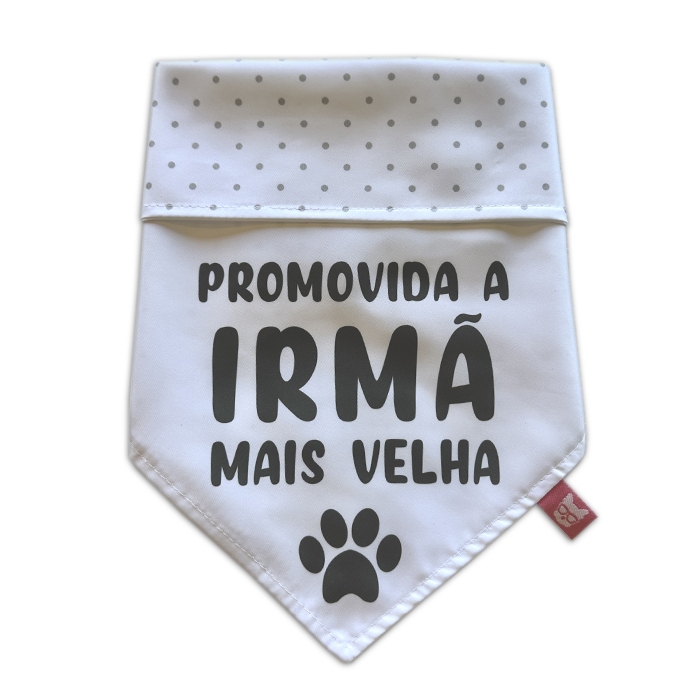 Bandana Pet Promovida A Irmã Mais Velha Dupla Face - Branco
