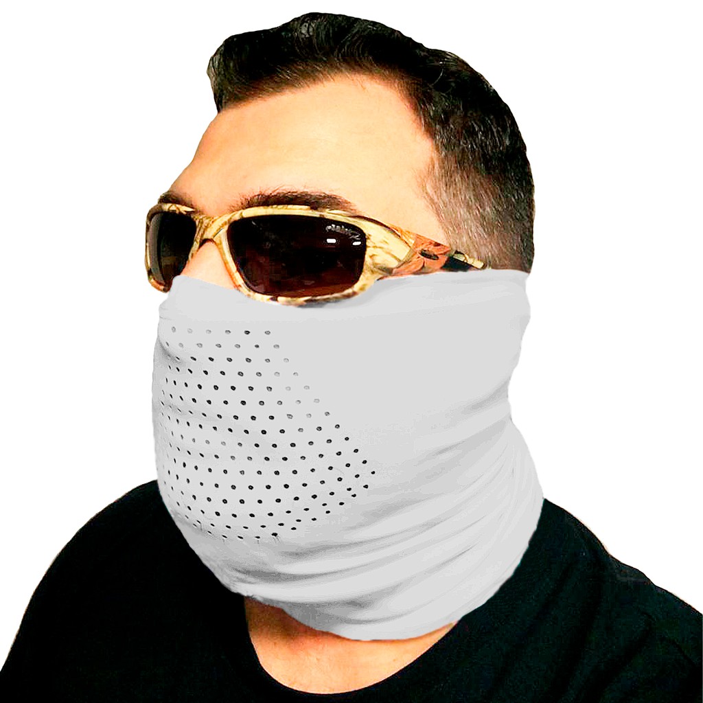 Bandana Tube Neck Branco Liso com Respirador (Furos) Proteção Uv50