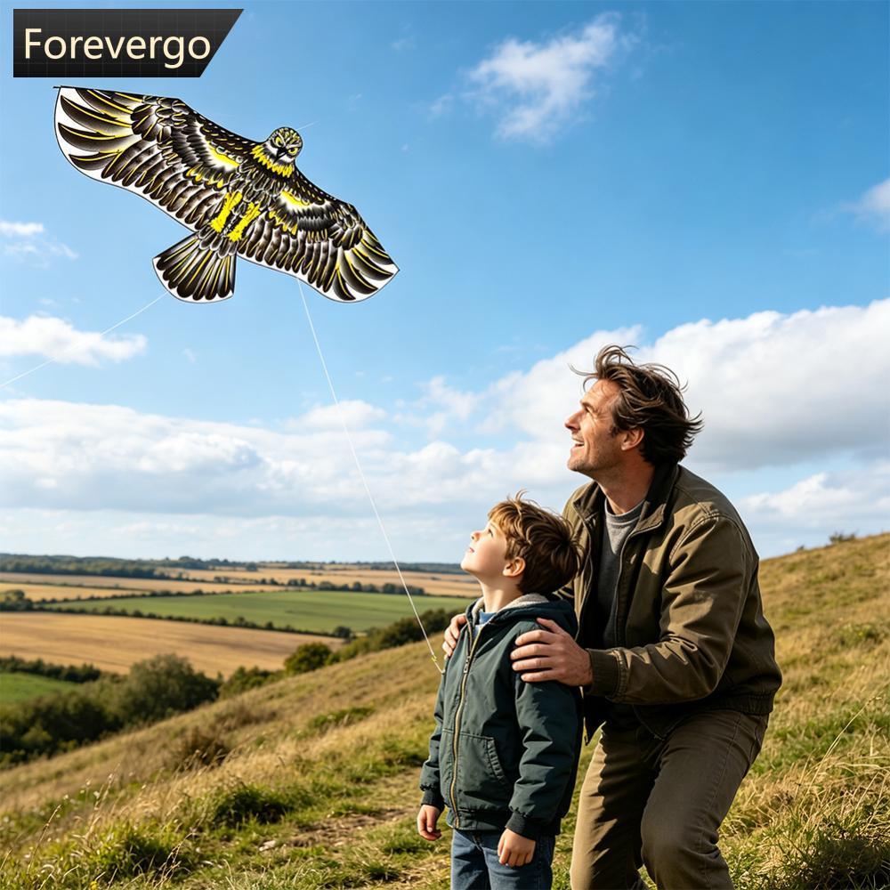 FOREVERGO 1.1M/1.2M Eagle Kite Com Corda De 30M Flying Bird Kites Scarer Easy Fly Para Crianças Iniciantes Brinquedo De