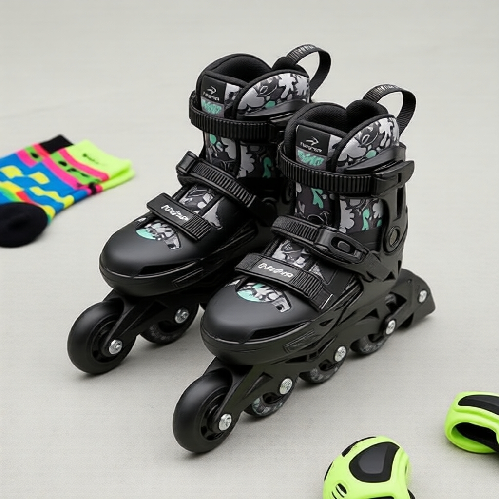 Patins Inline Flying Eagle Night Elf Infantil, Amigável para Iniciantes, Tamanho Ajustável, Uso para Treinamento e