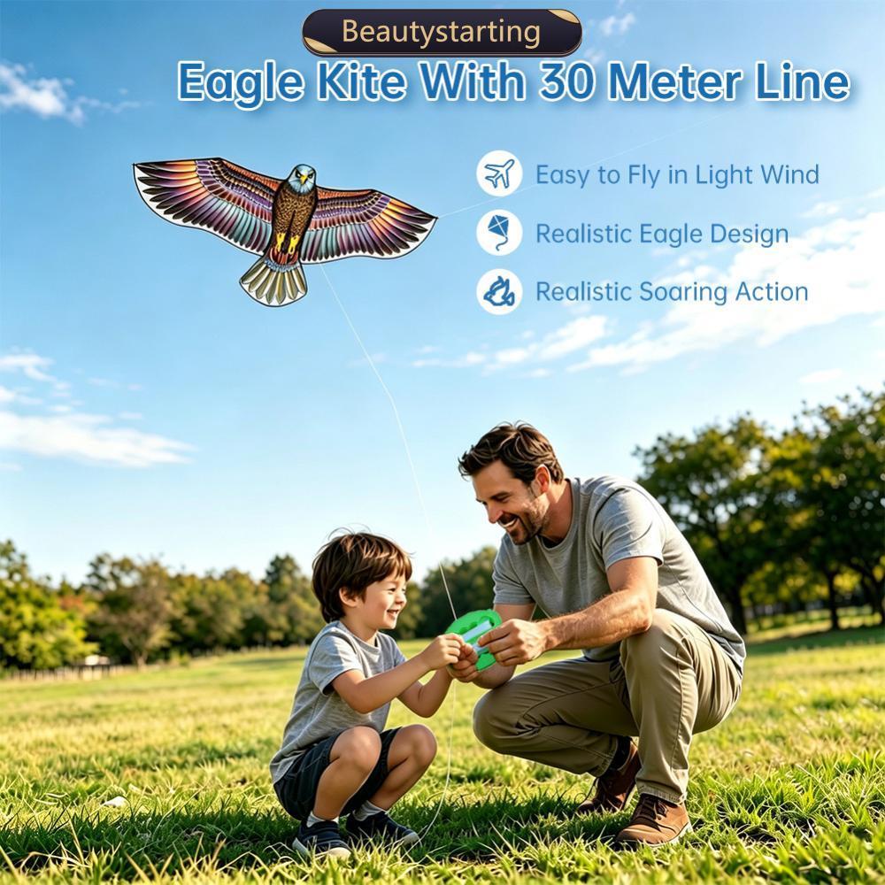 BEAUTYSTARTING 1.1M/1.2M Eagle Kite Com Corda De 30M Flying Bird Kites Scarer Easy Fly Para Crianças Iniciantes Brinqued