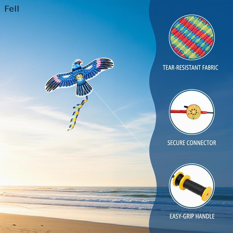 [Fel] Brinquedo De Pipa De Plástico Dobrável Para Crianças Cartoon Eagle Mini Kite Com Freio De Mão Diversão No Verão Ao