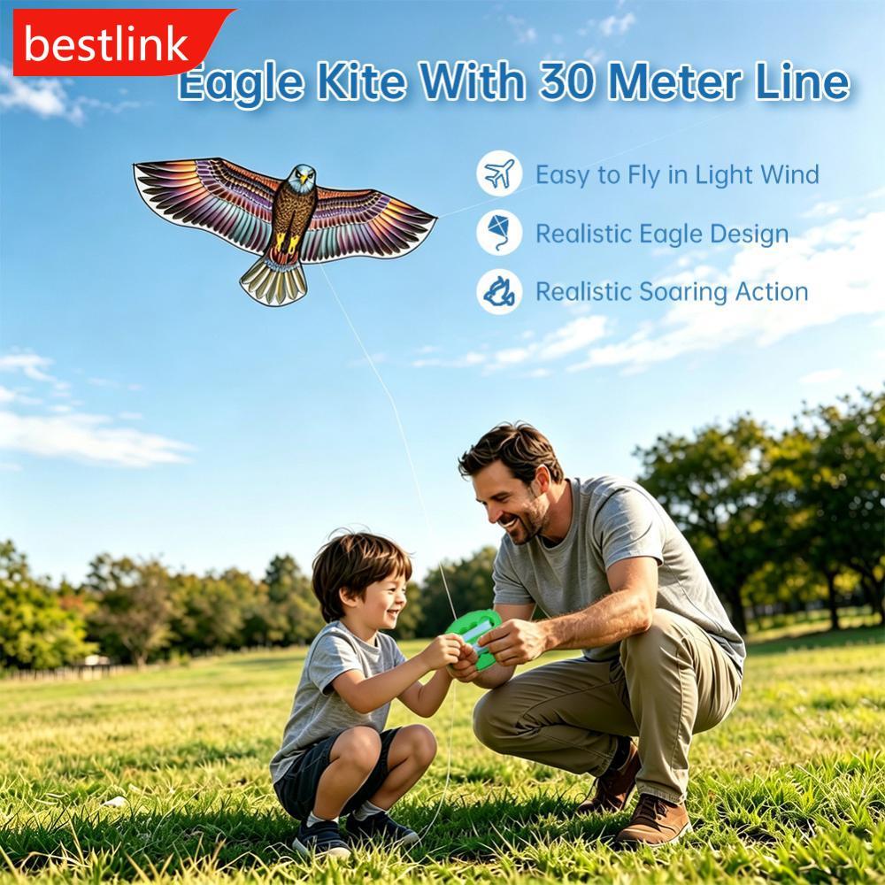 BESTLINK 1.1M/1.2M Eagle Kite Com Corda De 30M Flying Bird Kites Scarer Easy Fly Para Crianças Iniciantes Brinquedo De J
