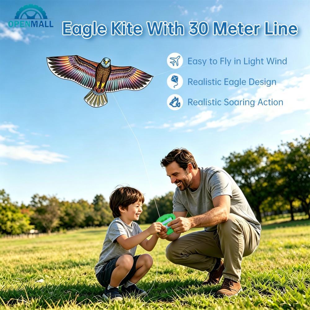 OPENMALL 1.1M/1.2M Eagle Kite Com Corda De 30M Flying Bird Kites Scarer Easy Fly Para Crianças Iniciantes Brinquedo De J
