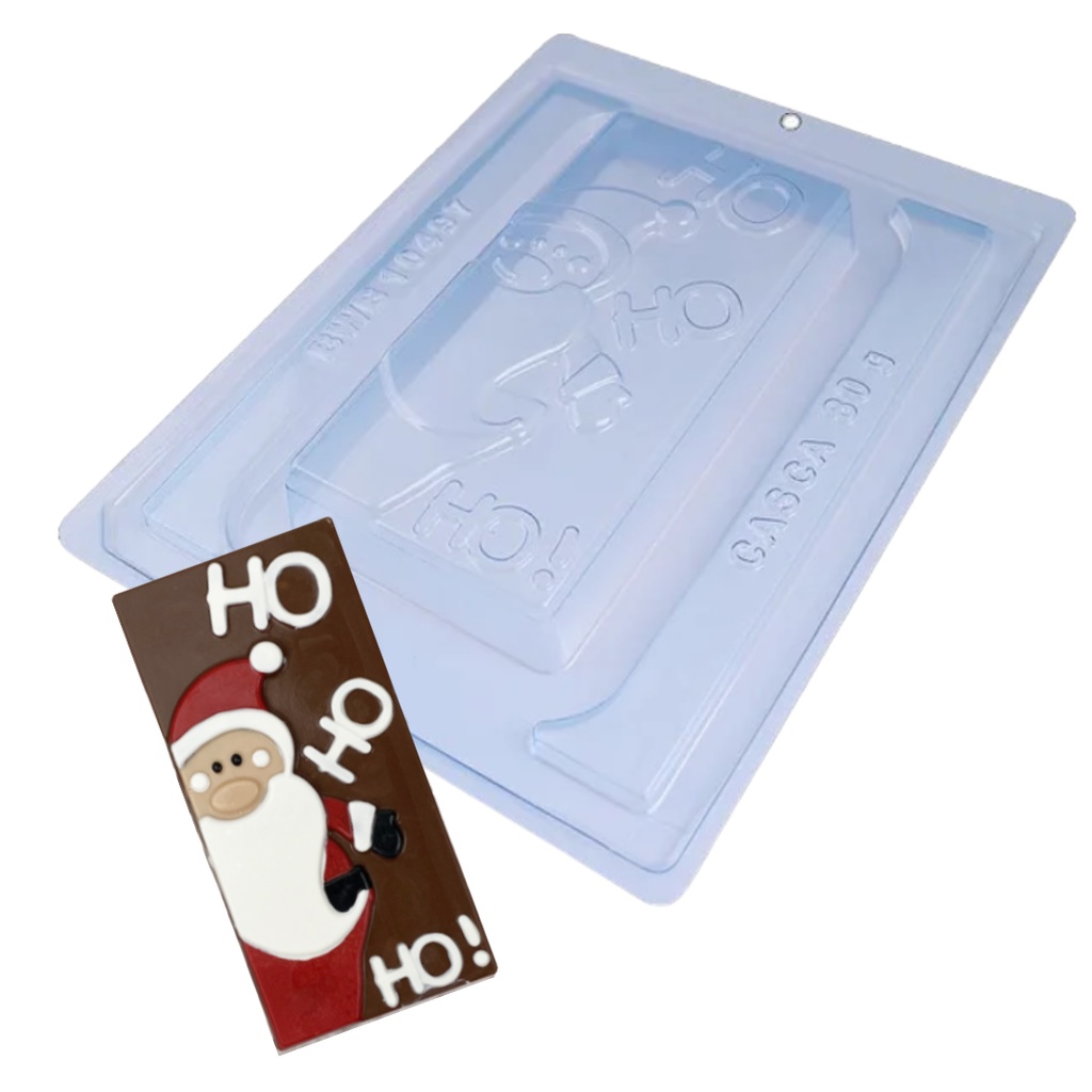 Forma para Chocolate TABLETE PAPAI NOEL Cod. 10497 Tradicional com Silicone (3 partes) - BWB