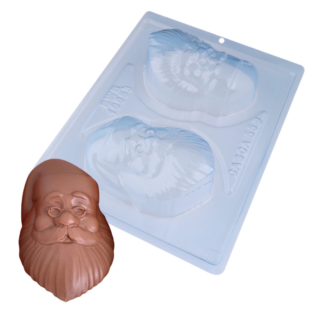 Forma para Chocolate ROSTO DO PAPAI NOEL Cod. 10053 Tradicional com Silicone (3 partes) - BWB