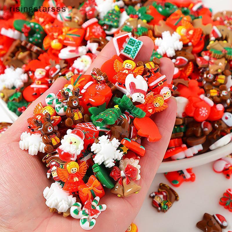 Série De Natal Cabochões De Resina Com Parte Traseira Plana 10/30 Peças Padrão De Boneco De Neve De Papai Noel Fofo Para