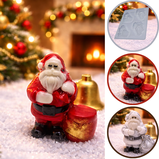 1~5 FORMAS BWB COM SILICONE  (3 PARTES) CÓD.:9666 - PAPAI NOEL ESPECIAL 75g. NATAL (CHOCO)