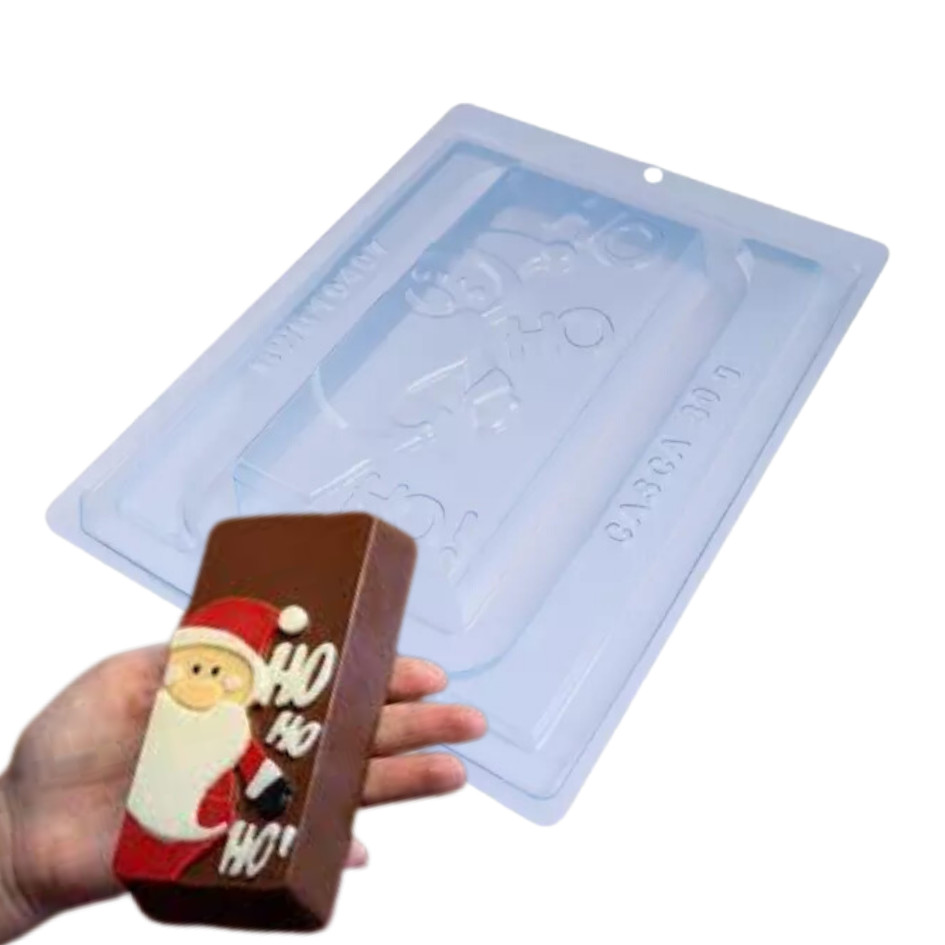 Forma Tablete Papai Noel BWB C/ 3 Partes Tradicional Acetato Com Silicone Para Chocolate Cód.10497