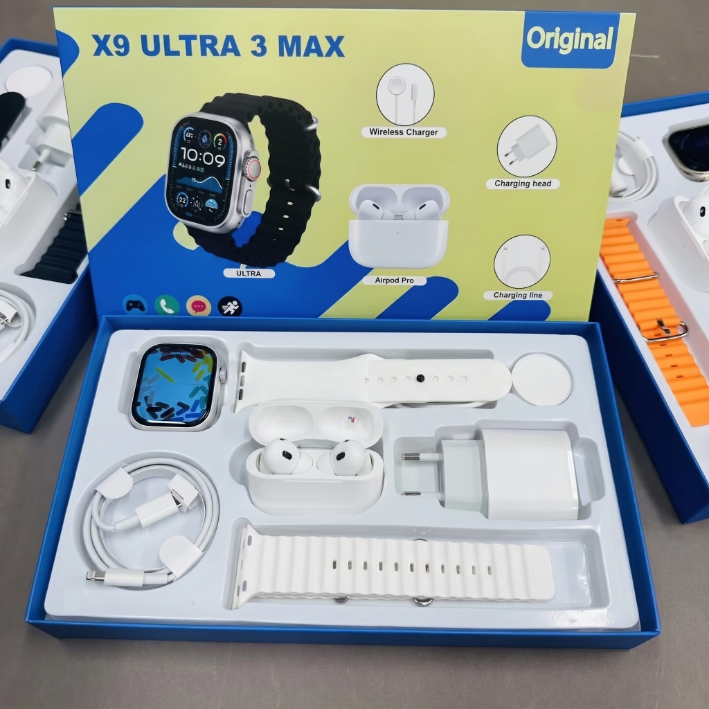 2026 New X9 Ultra3 MAX 2.2 Inch smartwatch, Compatible with iOS/Android, Comes with Charging Head, and Headphones