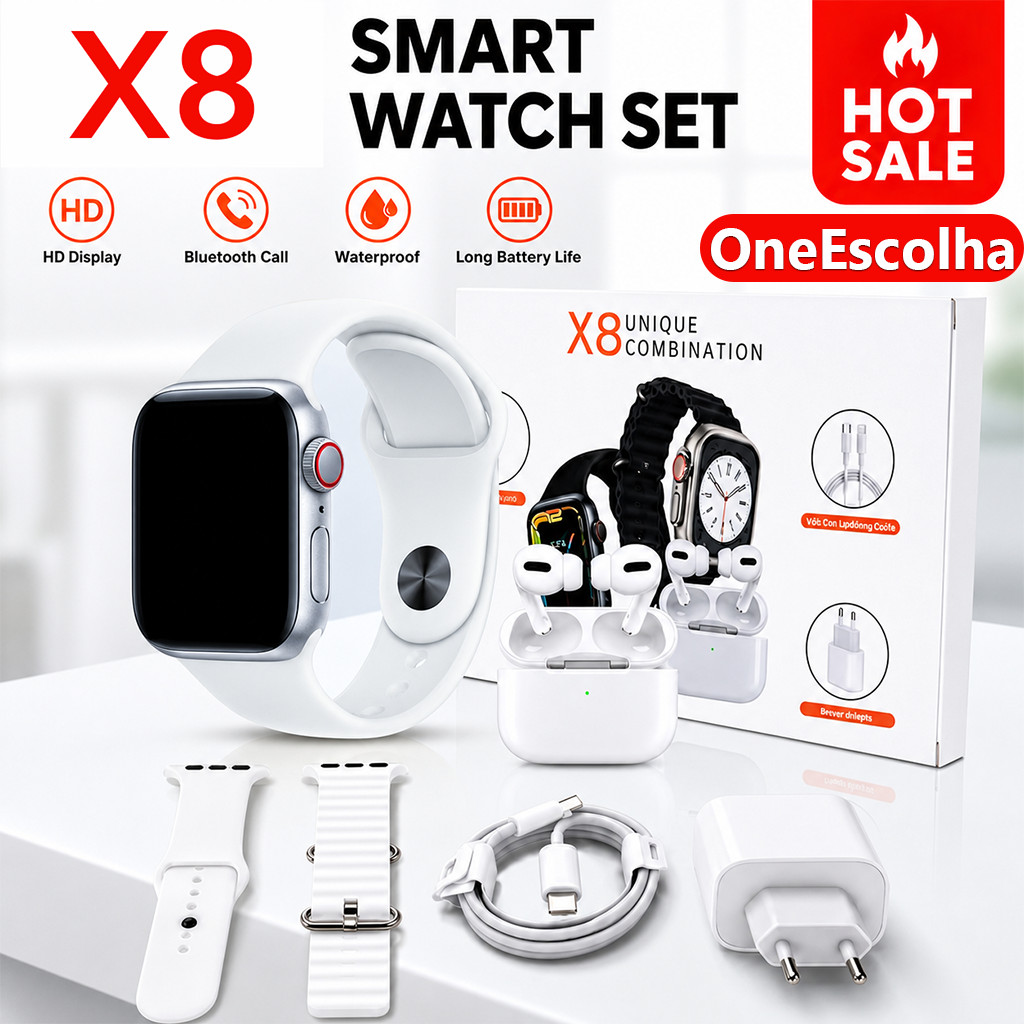 Pacote Super: Fone Jogos Sem Fio + Relógio Inteligente Chamada + Carregador de Alta Velocidade – Fast Charging