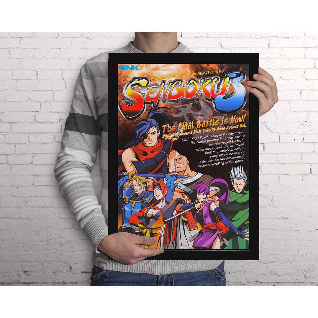Quadro Decorativo Sengoku 3 arcade SNK  A3 - com Acrílico Na Frente (Tamanho 45.5 X 33 Cm)