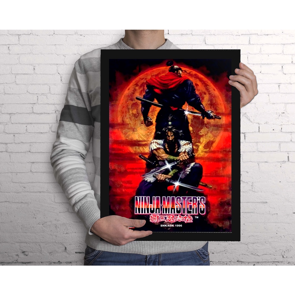 Quadro Ninja Masters Classico Arcade SNK NeoGeo A3 - com Acrílico Na Frente (Tamanho 45.5 X 33 Cm)
