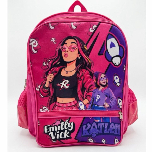 Mochila Infantil Escolar Emilly Vick os Rosas Costas Tamanho Grande