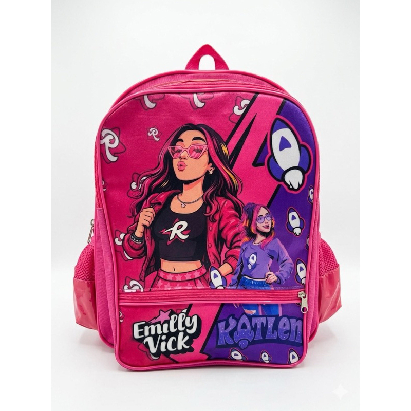 Mochila infantil Emilly vick escolar Costa tamanho grande na cor rosa menina bolsa