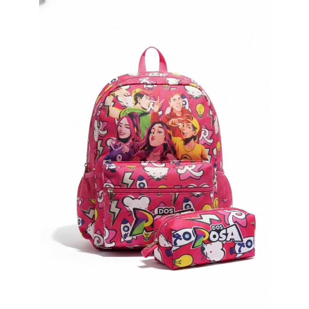 Kit mochila escolar costa e estojo emilly vick dos rosas juvenil infantil tamanho grande envio rápido
