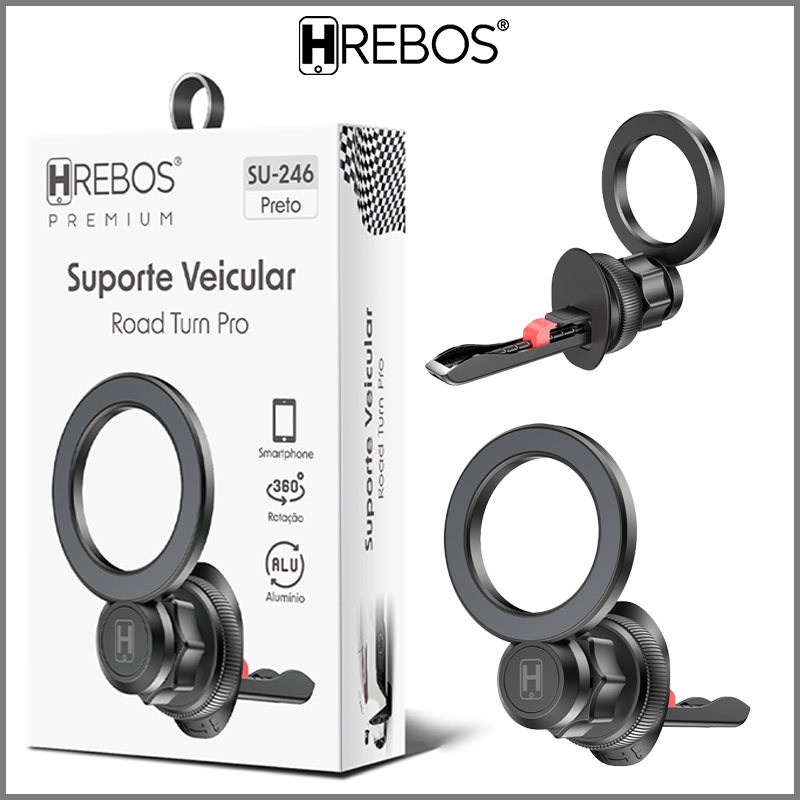 HREBOS Suporte Magnético para Carro - Ímã N52, Rotação 360°  Saída de Ar Compatível com todos os modelos