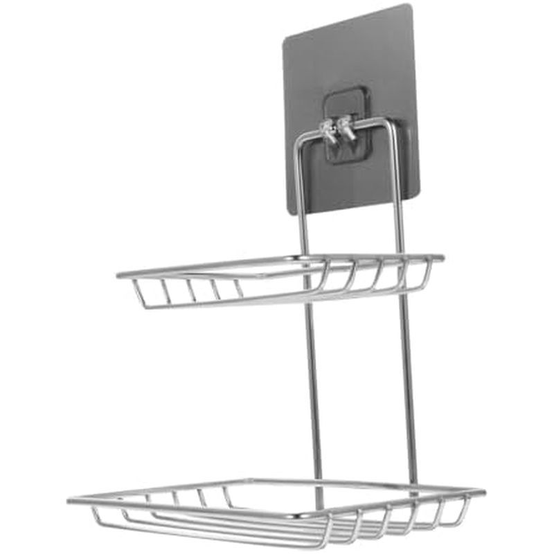 TEHAUX Stainless Steel Soap Holder with Draining Rack Modern Kitchen and Bathroom Sponge Organizer Brushed Finish for Cl