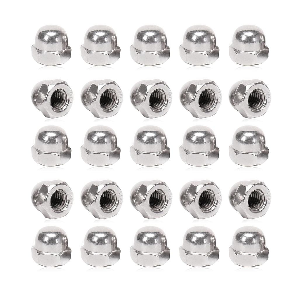 25 Pieces 3/8-16 Acorn Hex Cap Dome Head Nuts, 304 Stainless Steel 18-8, Bright Finish