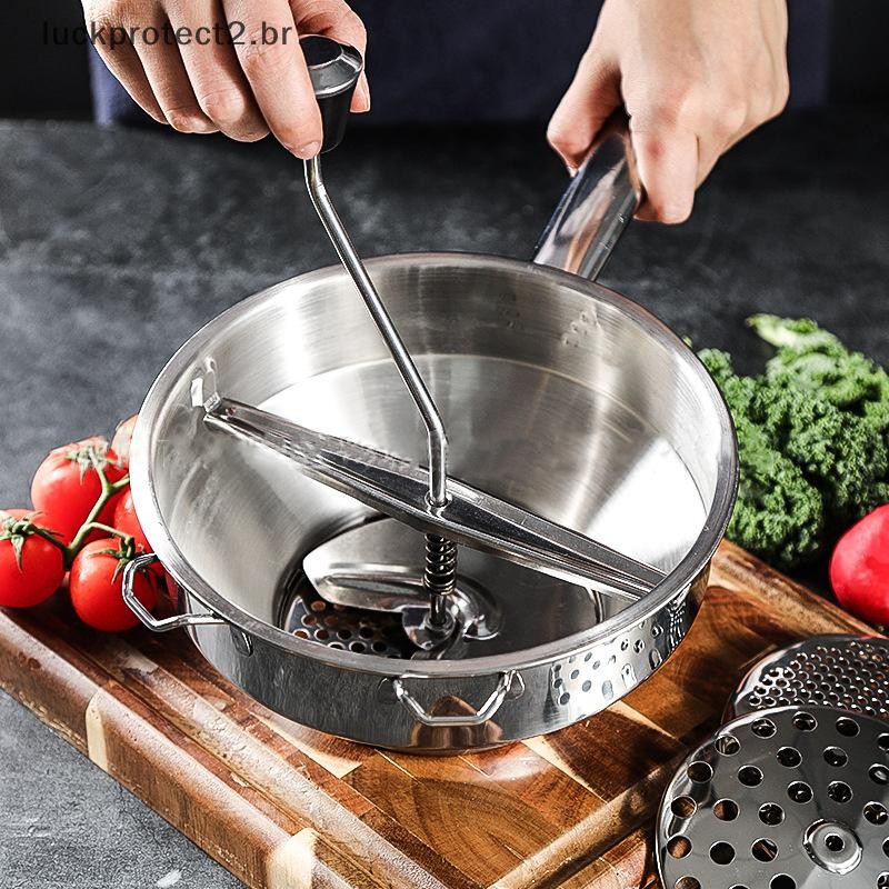 LPHG Multifuncional Moinho De Alimentos De Aço Inoxidável Rotativo Filtro Vegetal Batata Tomates Masher Moedor Com Disco