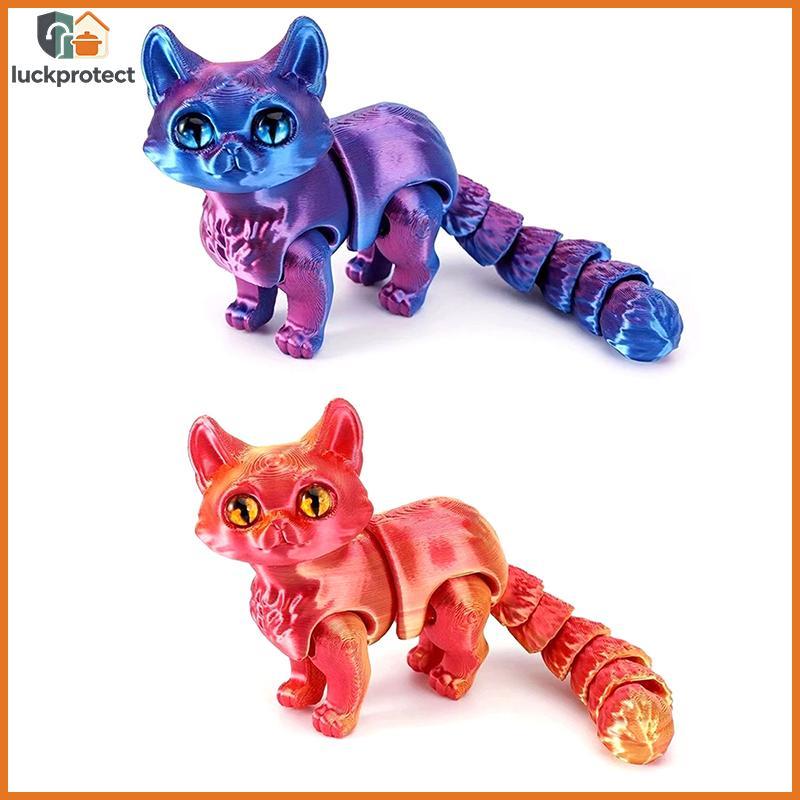 LPHG 12cm Articulado 3D Impresso Gato Animais Fofos Brinquedos Decoração Para Alívio Do Estresse De Mesa Presente De Nat