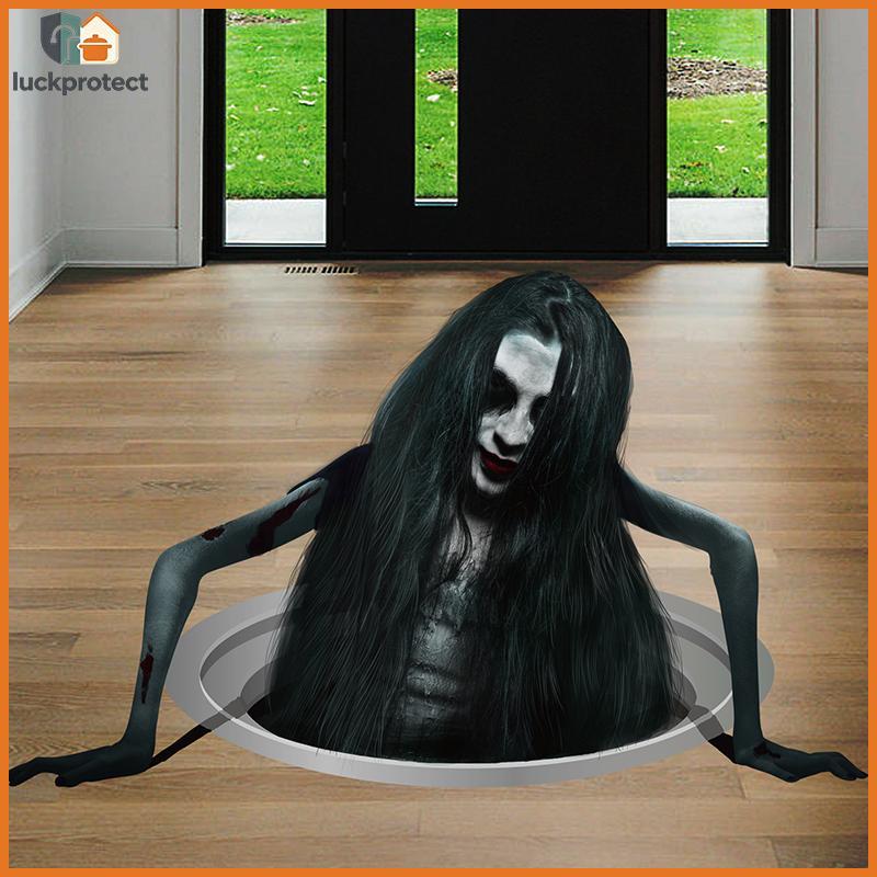 LPHG 3D Piso Adesivos De Parede Assustador Fantasma Halloween Removível Decoração Interior Atmosfera Assustadora Bar Fes