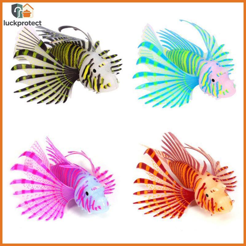 LPHG Aquário Artificial Luminoso Lionfish Silicone Peixe Brilha Em Ornamento De Água Escura .