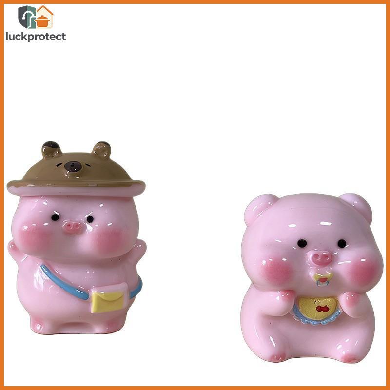 LPHG Adorável Desenho Animado Porco Rosa Mini Figura Animal Ornamento De Mesa Decoração Leve Para Quarto De Berçário Cri