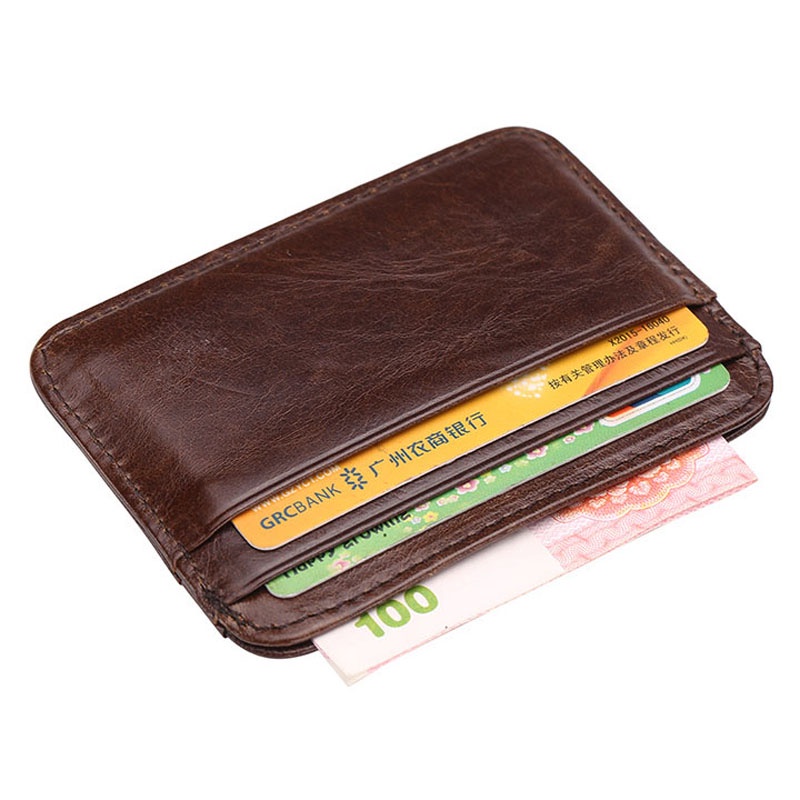 Nova Chegada Porta-Cartões De Crédito Vintage Para Homens Em Couro Genuíno Carteira De Dinheiro Mini Bolsa