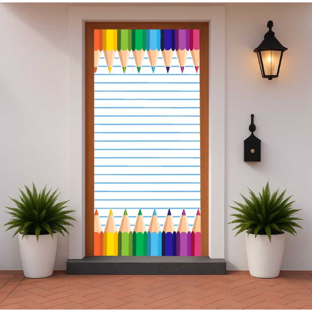Capa Porta 0,85x2,10 Banner Tecido Porta Sala Aula Chegada Alunos Creche Infantil