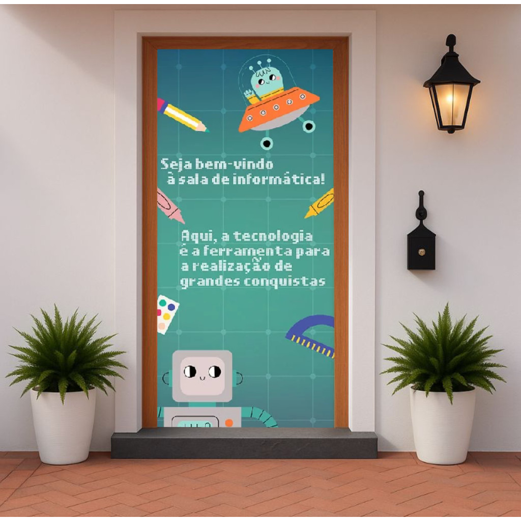 Capa Porta 0,85x2,10 Decoração Porta Sala Aula Chegada dos Alunos