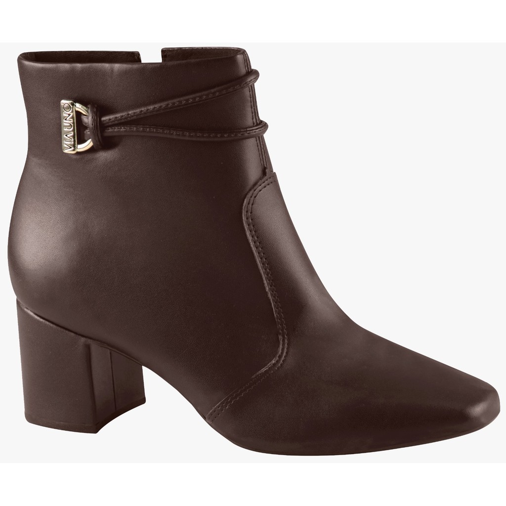 Bota Cano Curto Via Uno Bico Quadrado Fivela 172052