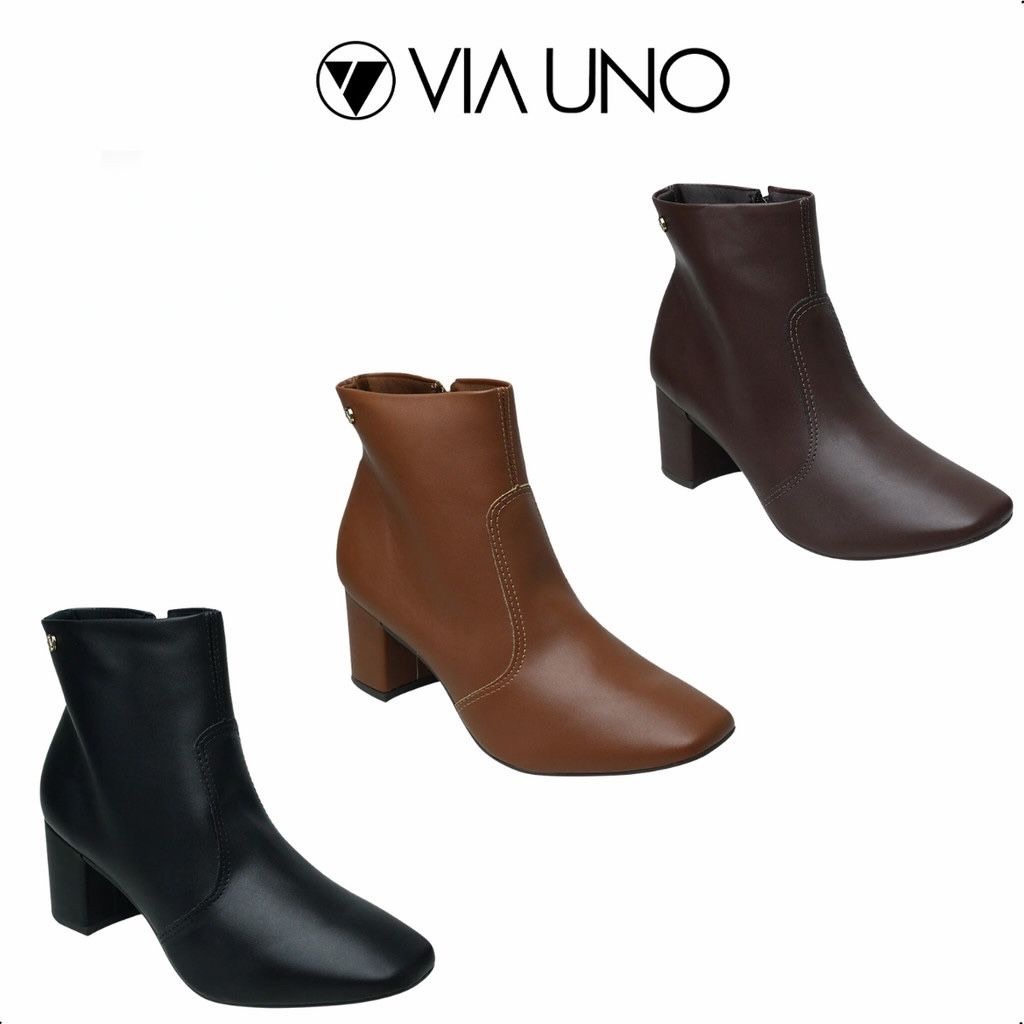 Bota Cano Curto Via Uno Bico Quadrado Promoção