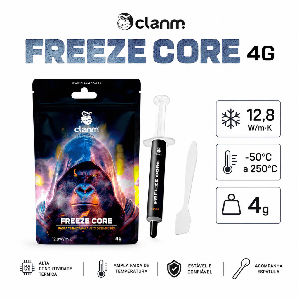 Pasta Térmica CLANM Freeze Core 4g Aquecimento Processador GPU Instabilidade Cooler Dissipador PC