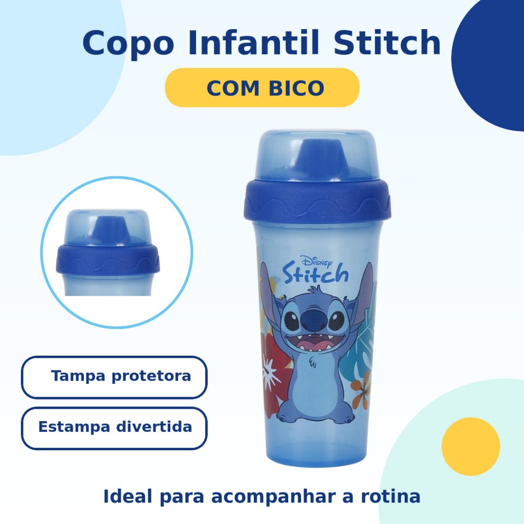 Copo de Transição BabyGo Stitch Premium Azul – Antivazamento