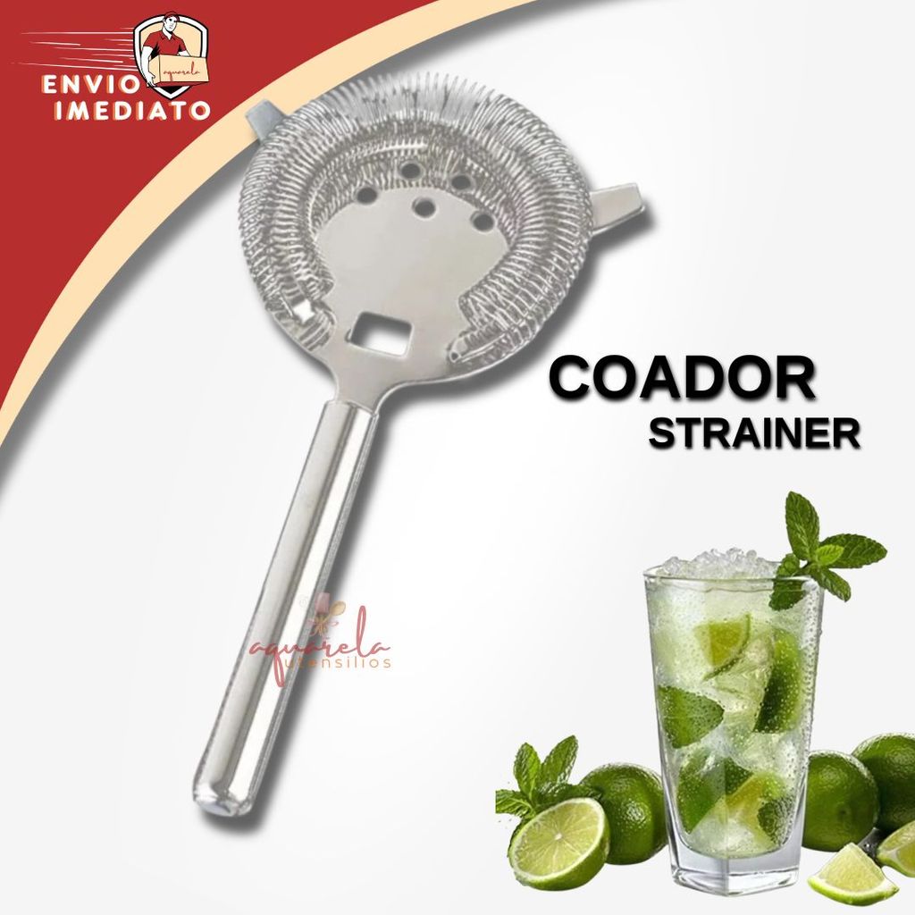 Coador Strainer de Coqueteleira Coador de Drinks e Bebidas Separador de Gelo e Frutas