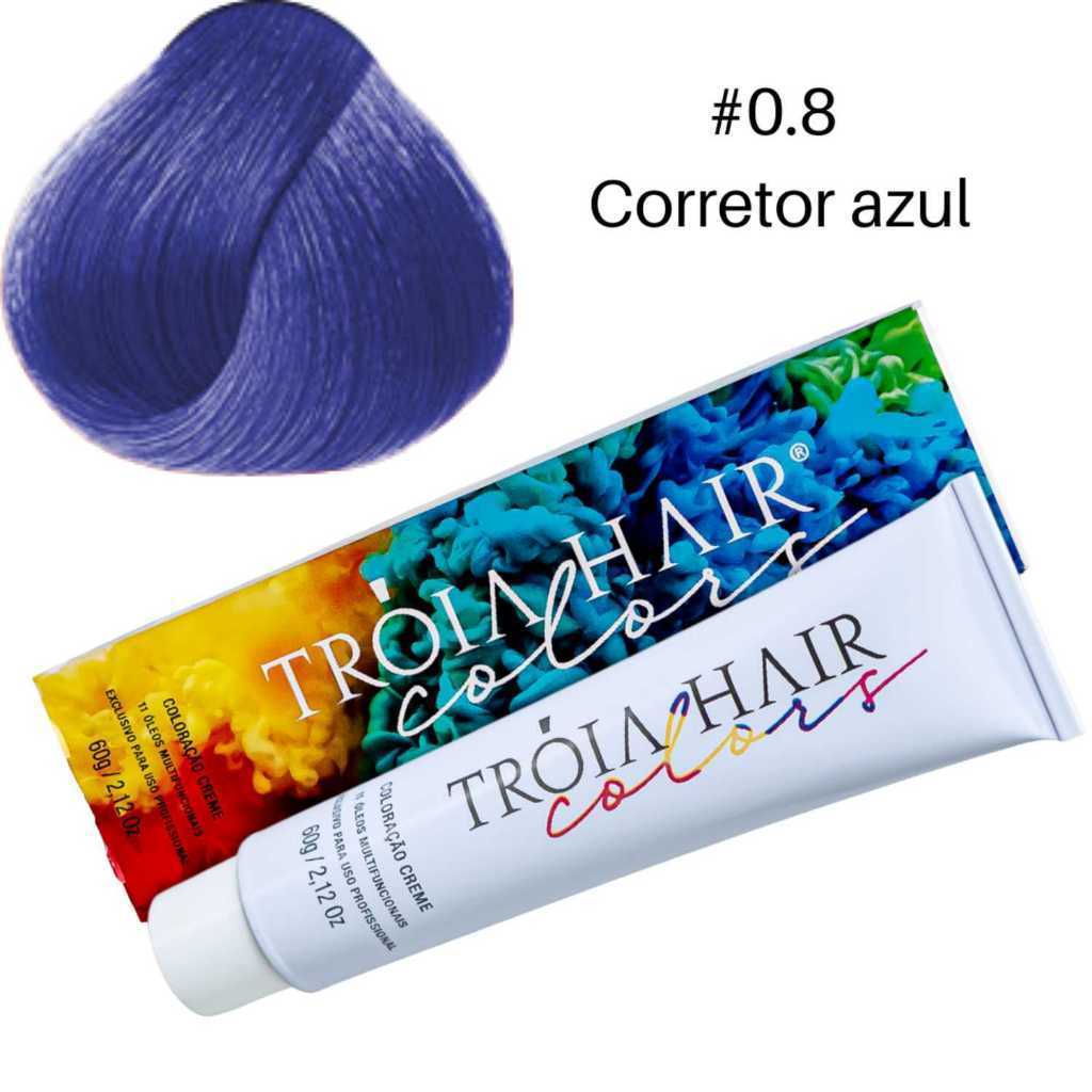 Coloração em Creme Permanente Corretor Azul #0.8 - Troia Hair colors 60g