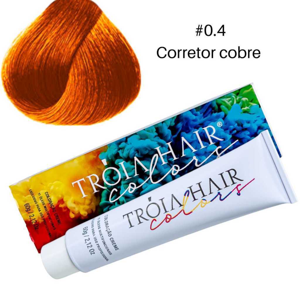 Coloração em Creme Permanente Corretor Cobre #0.4 - Troia Hair colors 60g