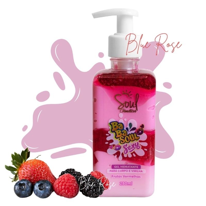 BABASOUL Gel Hidratante Virilha e Corpo Beijável Frutas Vermelhas Rápida Absorção Perfume Delícia 280ML