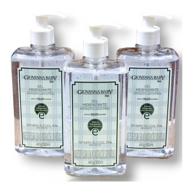 Álcool Gel Higienizante Giovanna Baby Blue - Limpeza e Hidratação com Perfume Suave - 500ml